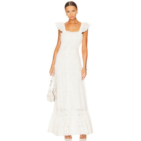 💕VERONICA BEARD💕 Aislin Broderie Anglaise Eyelet Cotton Maxi Dress White 6 NWT - Picture 3 of 16